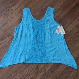 Turquoise crochet reversible Top Size L/XL